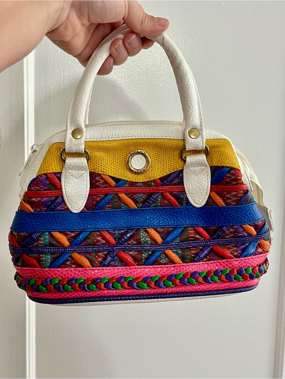 Vintage Jackson Colorful Boho Multi-Textured Leather Purse